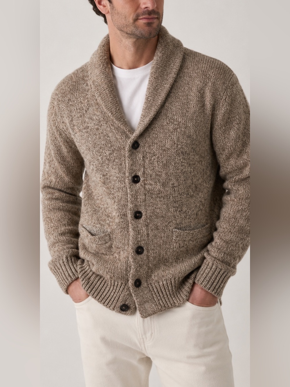 High Sierra Men’s Wool Blend Shawl Collar Cardigan Sweater USA Made Size L